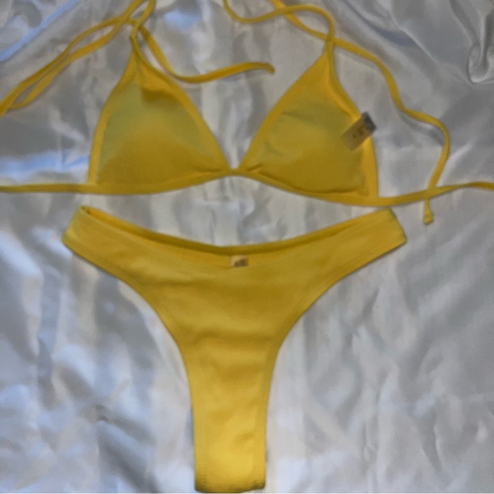 Yellow 2 piece bathing suit
